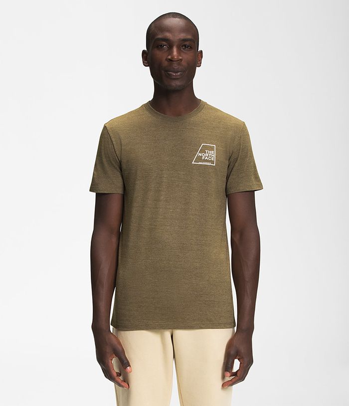 The North Face T-Shirts Short Sleeve Logo Marks Tri-Blend Olive - Mens - Thailand HEBQI-1847